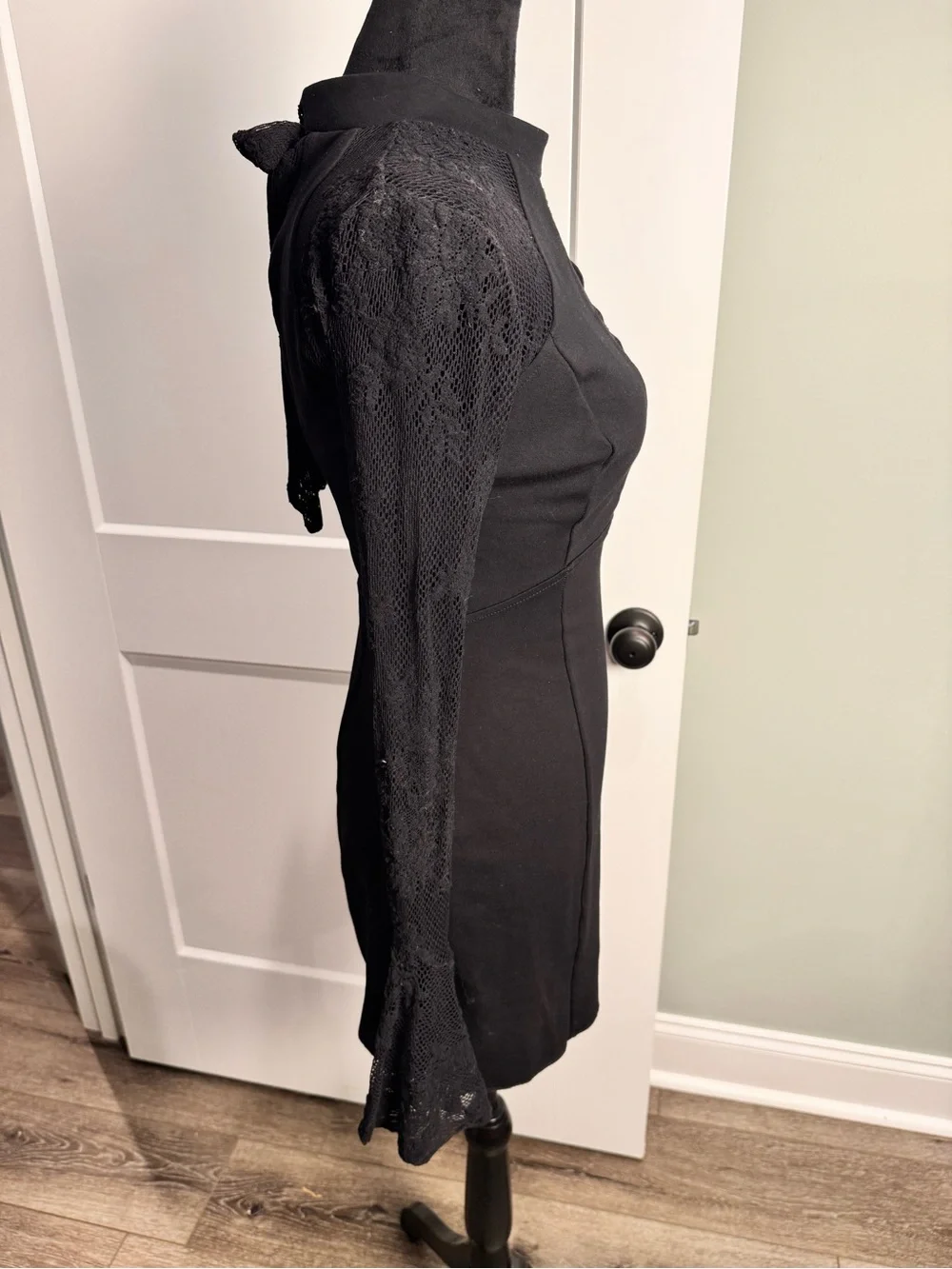 Free people It's Now or Never Mini Dress black sheer crochet bodycon